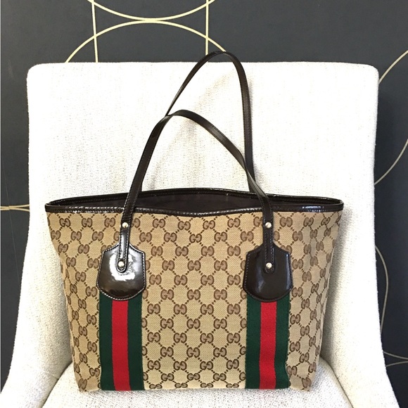 Authentic Gucci Sherry Line tote bag brown monogram canvas - Picture 5 of 16